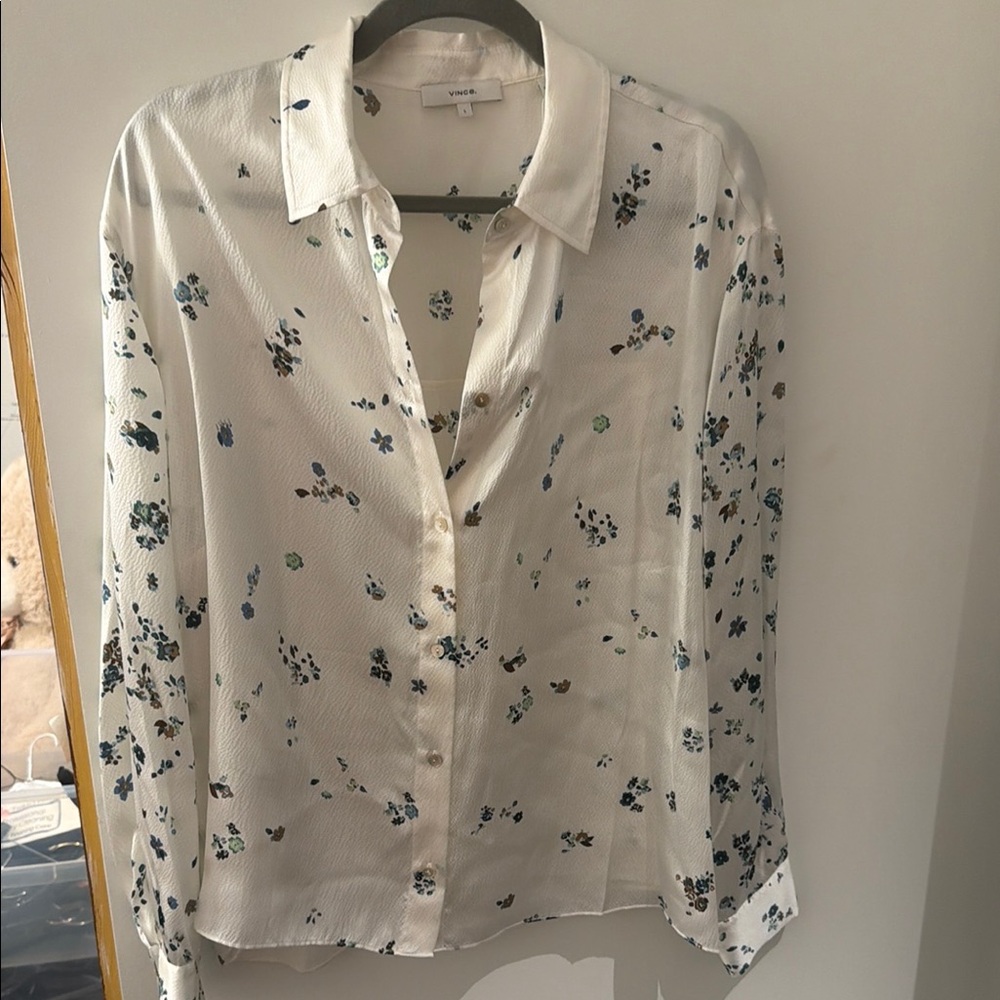 Vince White Floral Button-Down Blouse